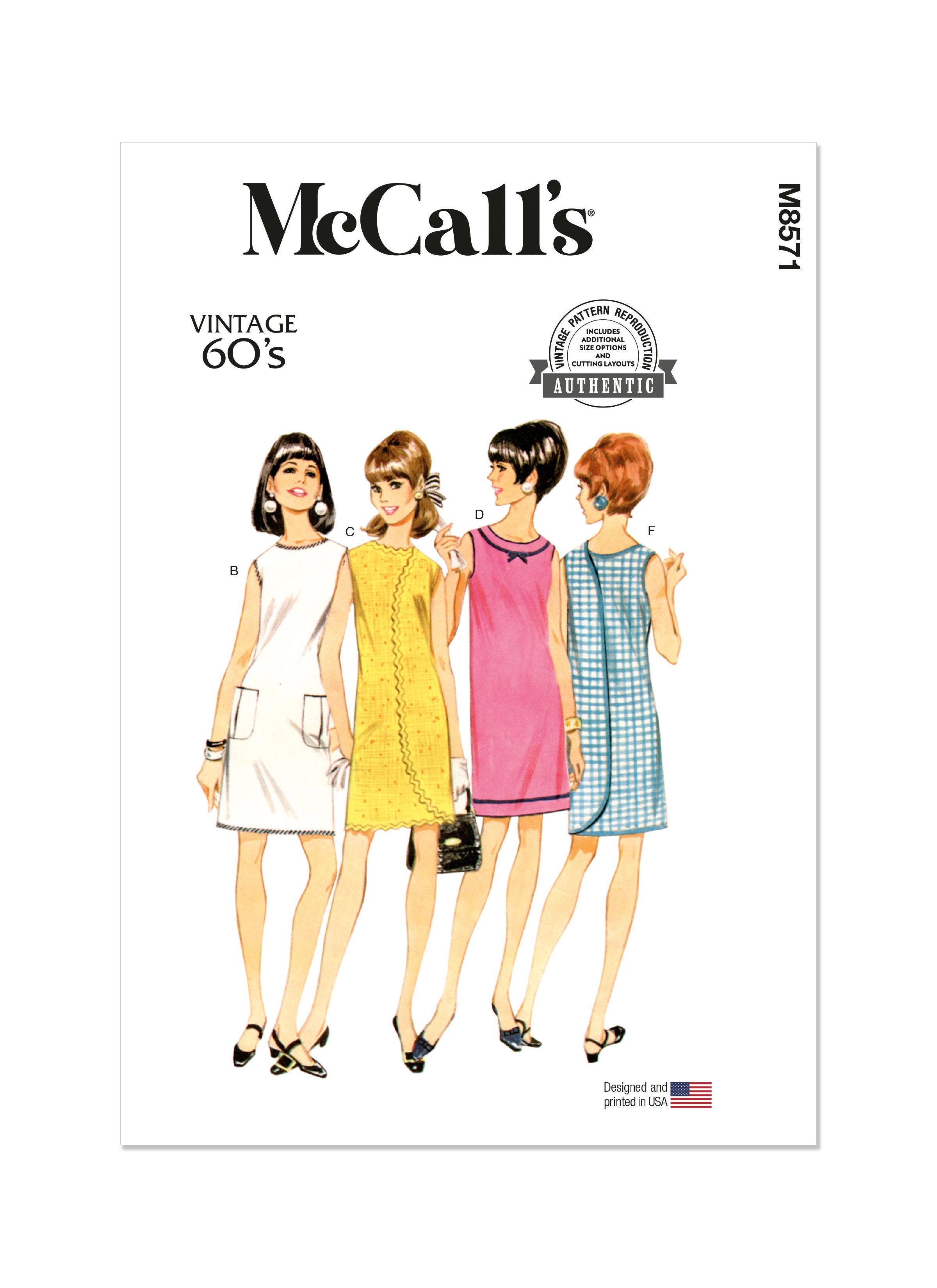 mccalls a line dress pattern McCalls 7596 1960s mod A-line dress pattern Size 14 34 B CUT