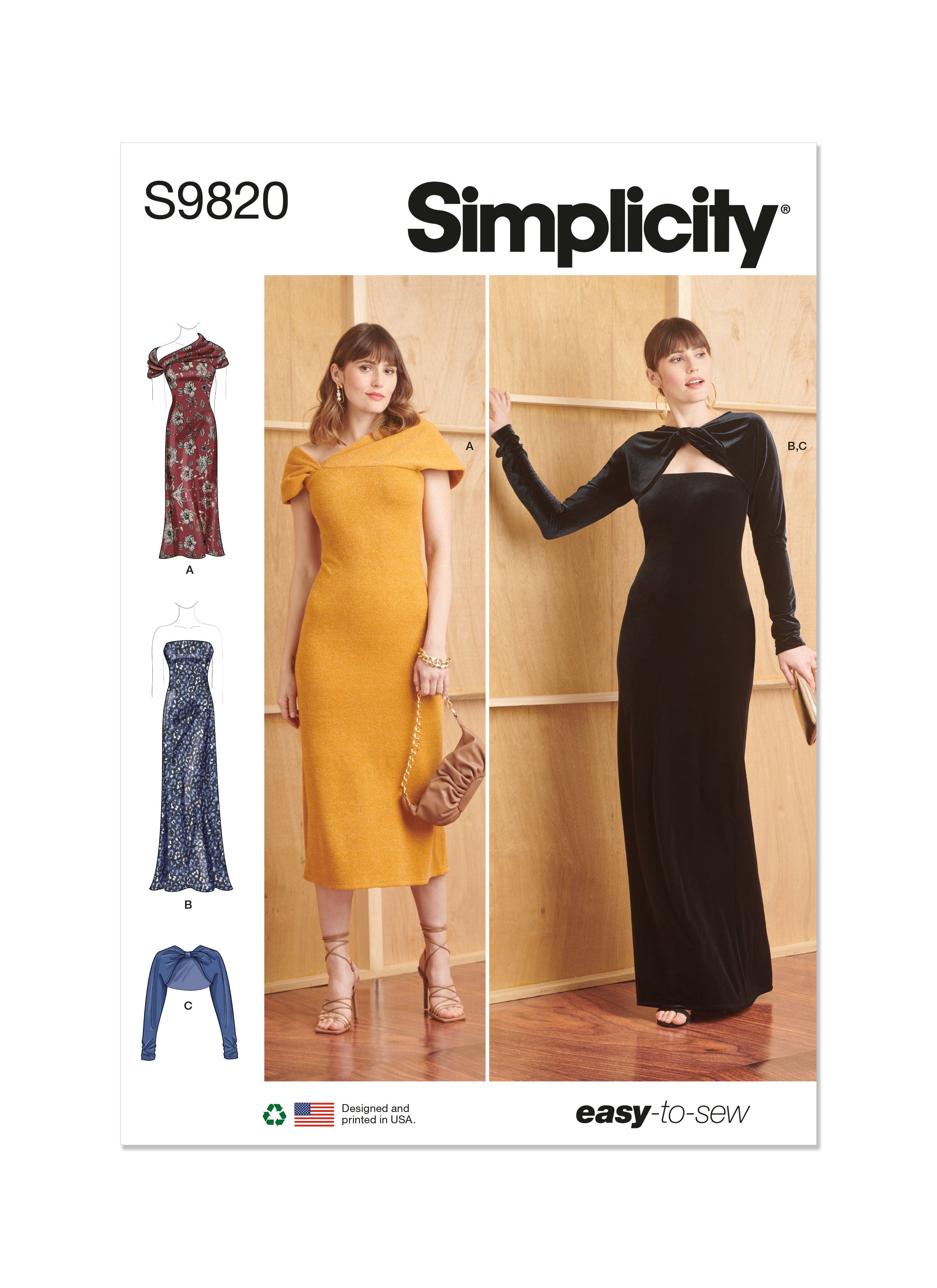 simplicity evening dress sewing patterns Pattern S9820 VDAY24 Size:19 3XLarge 34-35 Sleeve line shaped skirt with MissPap Women's Soft Knit