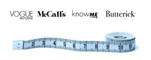 Maßtabellen Vogue, Butterick, McCALLS & KnowMe