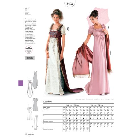 Burda Schnittmuster 2493 Elegantes Empire-Kleid
