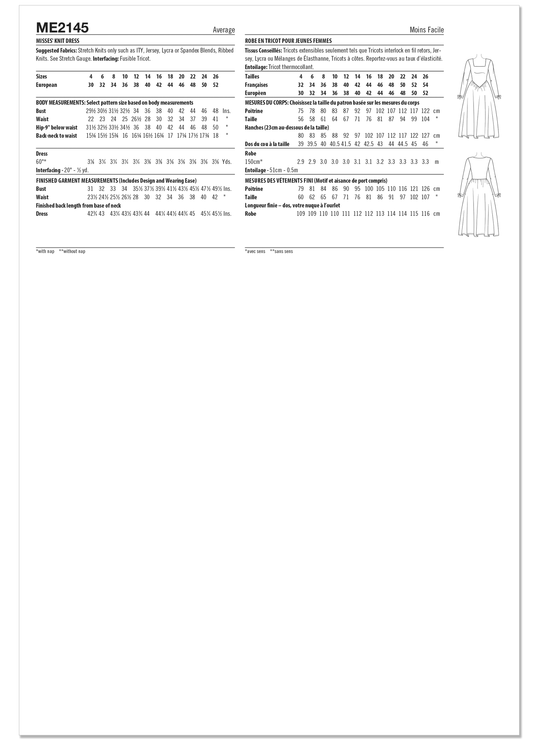 KnowMe Schnittmuster ME2145 Strickkleider für Damen von Holly Darling