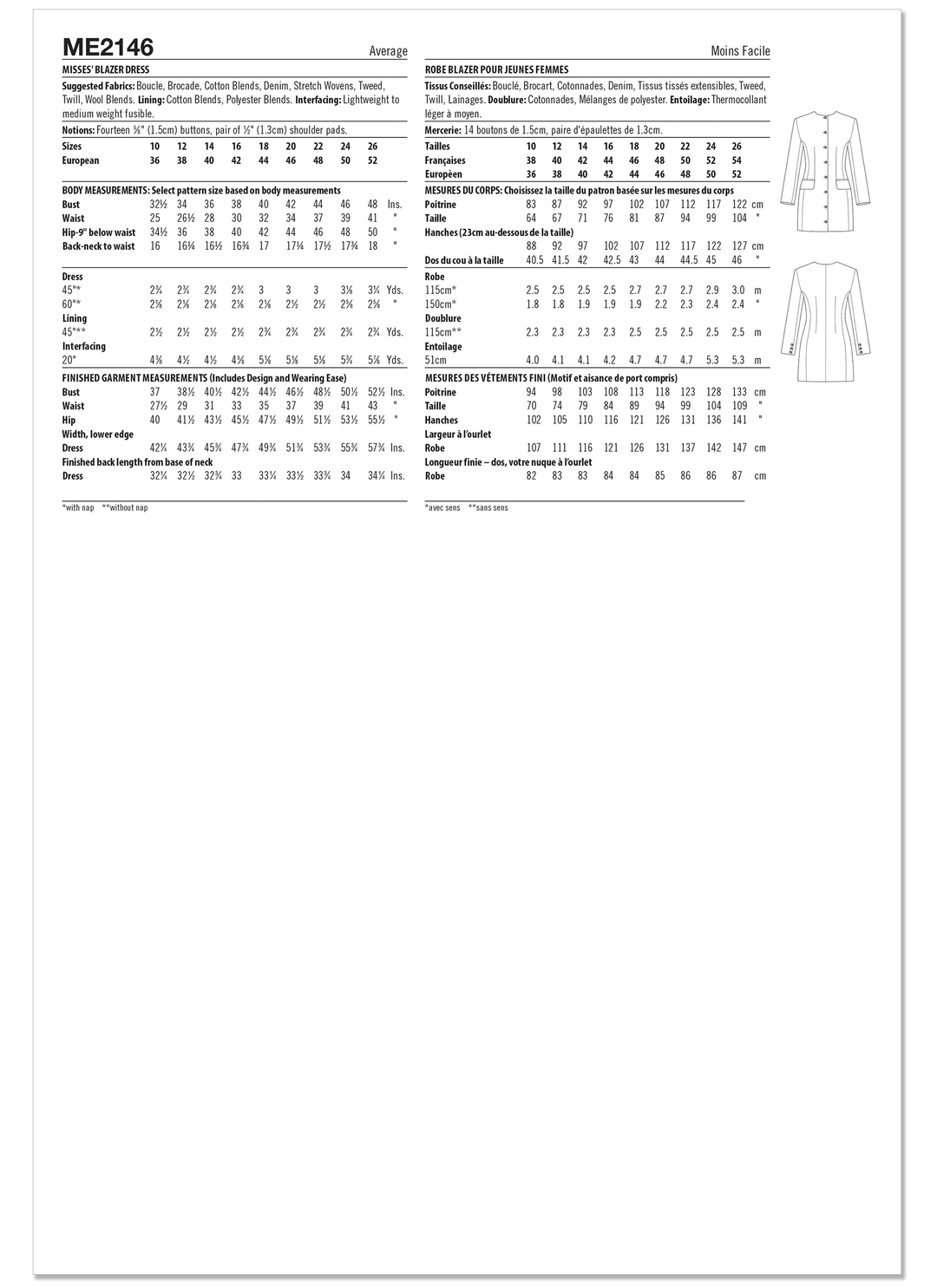 Know Me Schnittmuster ME2146 – Damen Blazerkleid von Raven Maureen