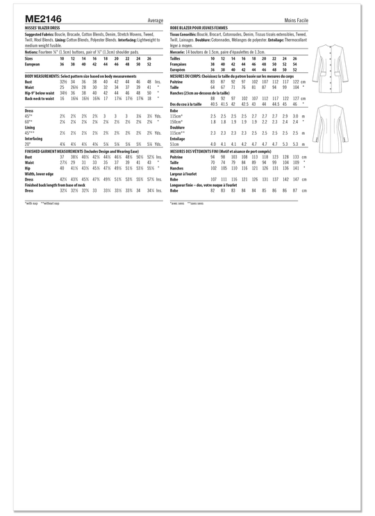 Know Me Schnittmuster ME2146 – Damen Blazerkleid von Raven Maureen