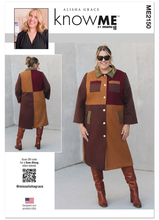 Know Me Schnittmuster ME2150 – Damen Color-Blocking-Mantel von Alisha Grace