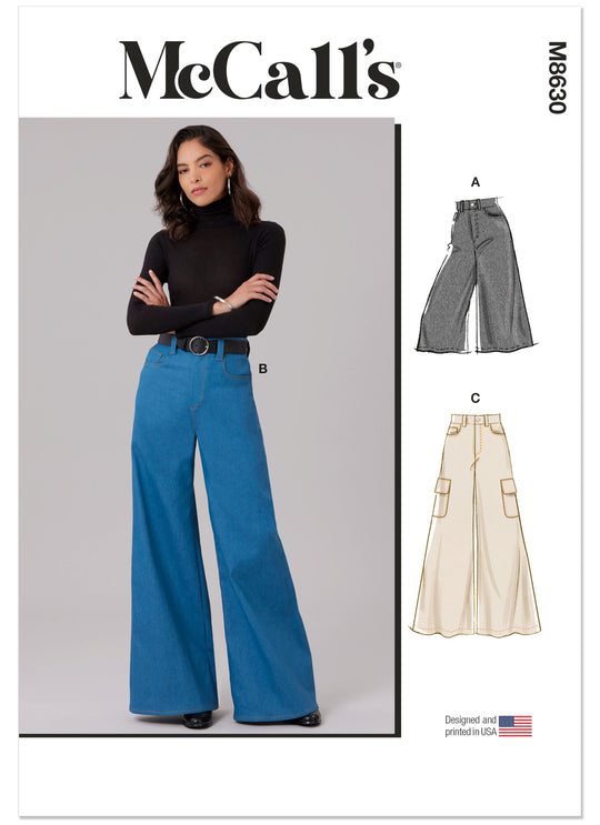 McCalls Schnittmuster M8630 – Damen Jeans mit weitem Bein in zwei Längen