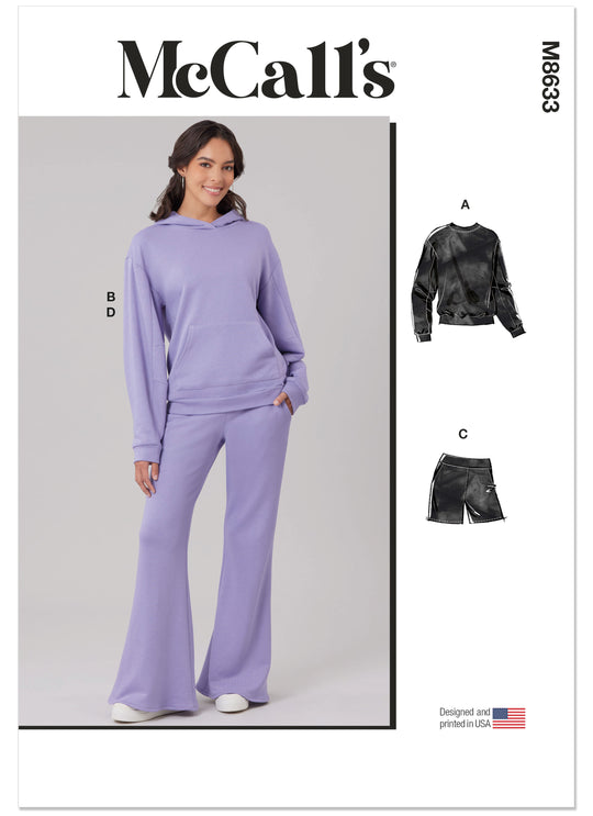 McCalls Schnittmuster M8633 – Damen Sweatshirt, Hoodie, Shorts & Hose