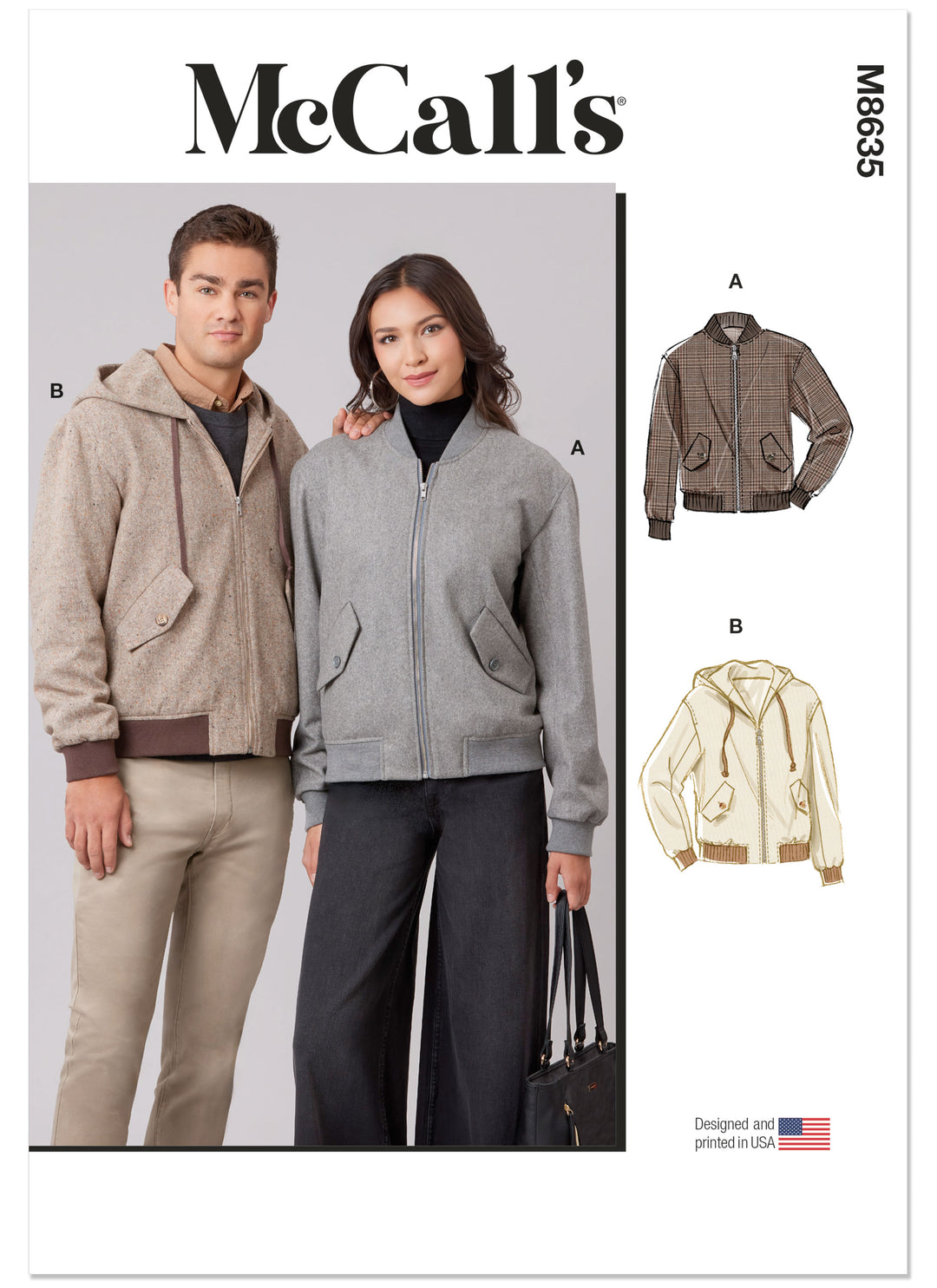 McCalls Schnittmuster M8635 – Unisex Bomberjacke mit oder ohne Kapuze