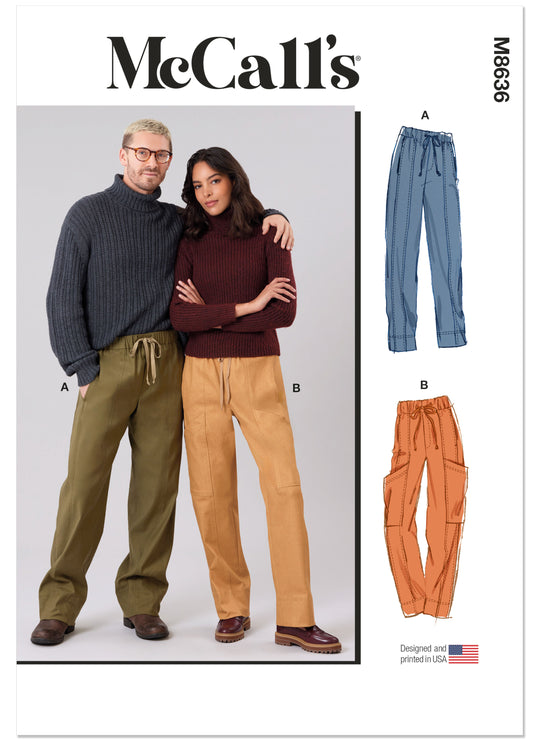 McCalls Schnittmuster M8636 – Unisex Schlupfhose mit Taschenvarianten