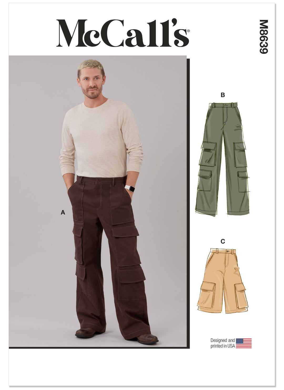 McCalls Schnittmuster M8639 – Herren Cargohose in verschiedenen Längen