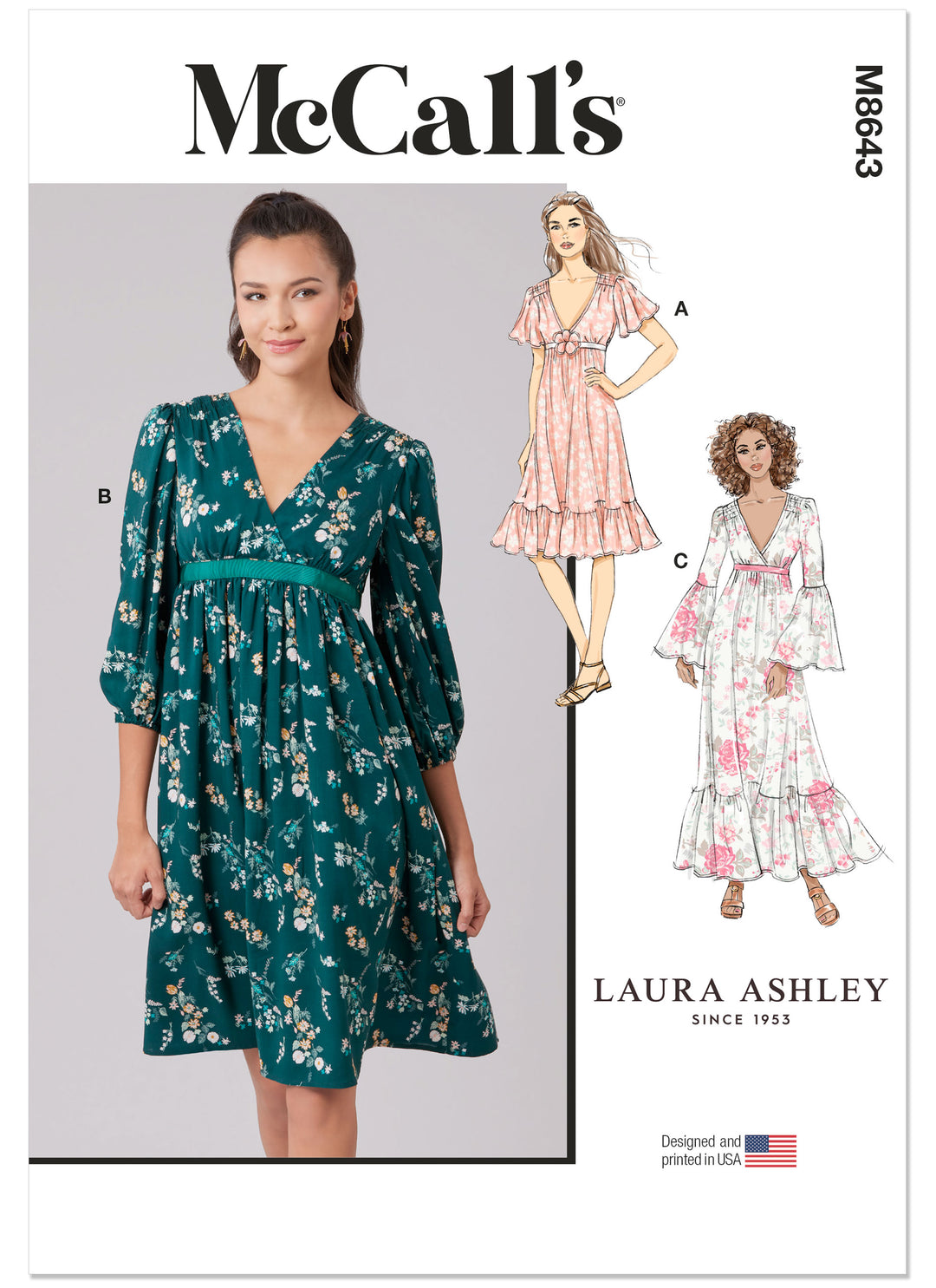 McCalls Schnittmuster M8643 – Damen Laura Ashley Boho-Kleid