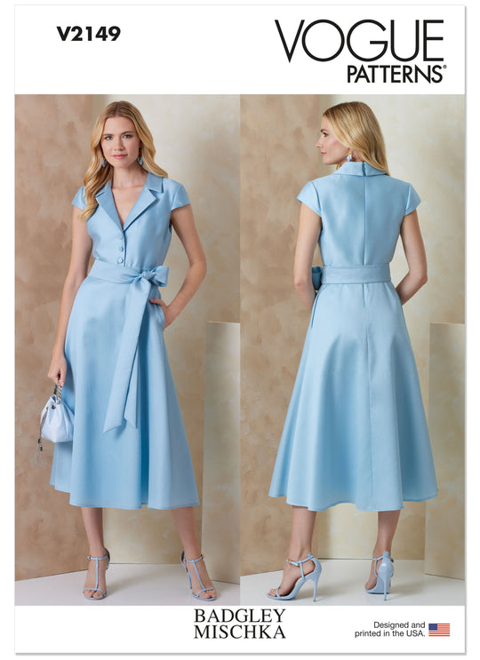 Vogue Schnittmuster V2149 – Fit-and-Flare-Midikleid von Badgley Mischka
