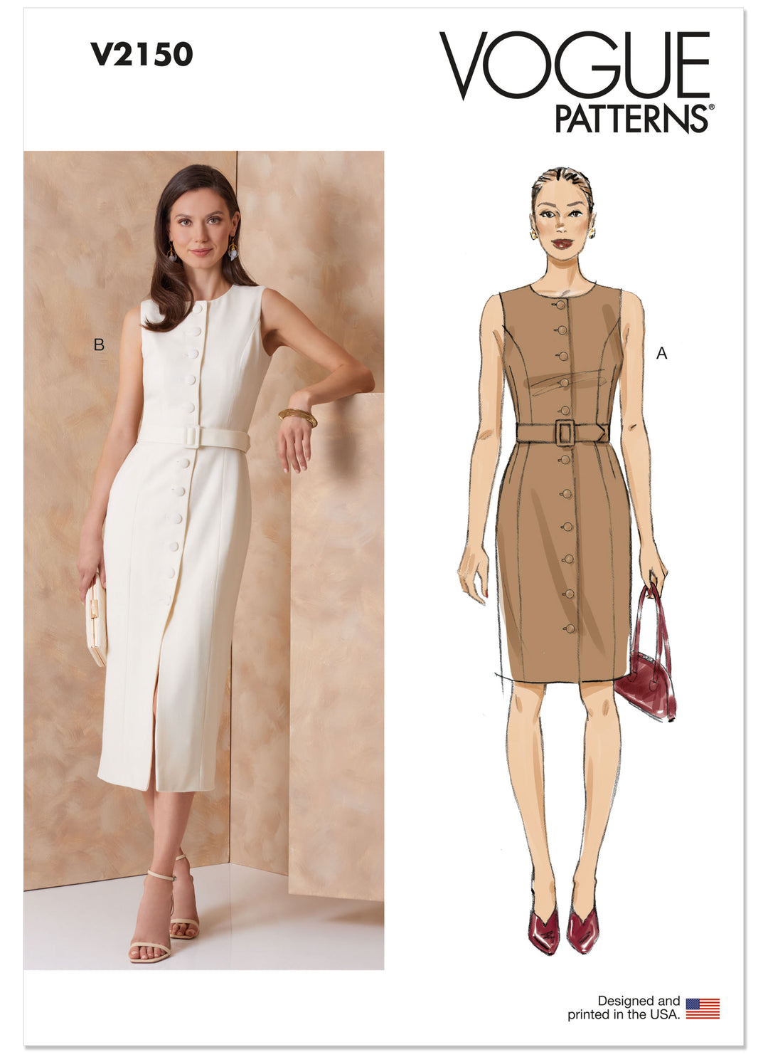Vogue Schnittmuster V2150 – Damen Etuikleid mit Gürtel