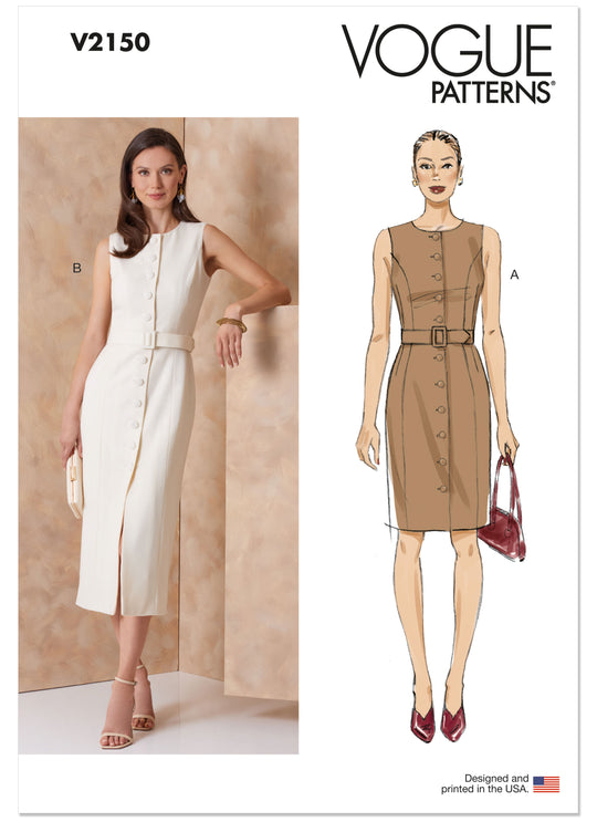 Vogue Schnittmuster V2150 – Damen Etuikleid mit Gürtel