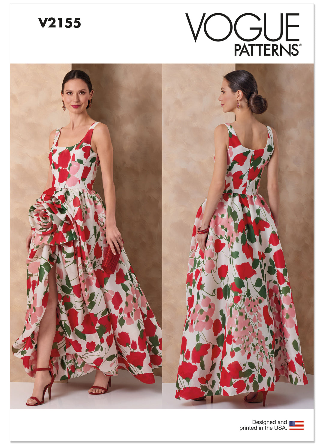 Vogue Schnittmuster V2155 Abendkleid für Damen mit asymmetrischem Saum