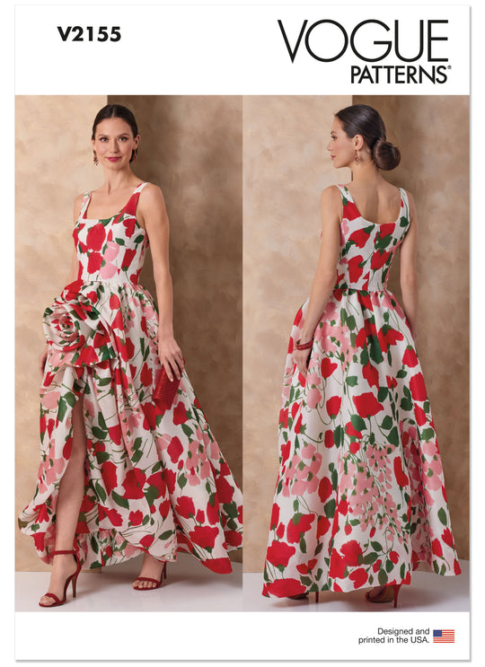 Vogue Schnittmuster V2155 Abendkleid für Damen mit asymmetrischem Saum