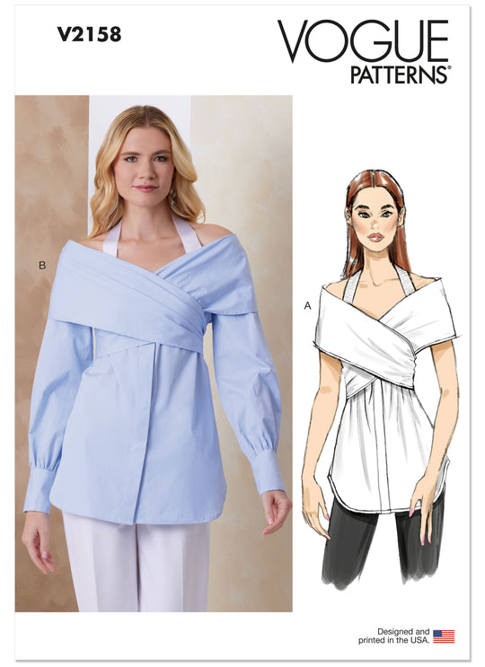 Vogue Schnittmuster V2158 – Damen drapiertes Oberteil mit Ärmelvarianten