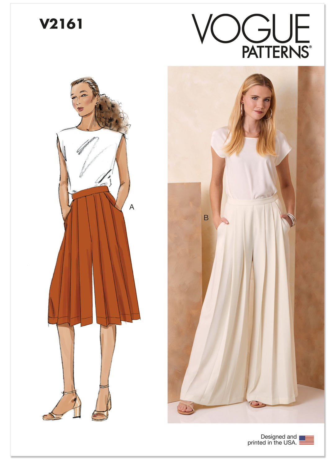 Vogue Schnittmuster V2161 – Damen Hose mit hoher Taille in zwei Längen