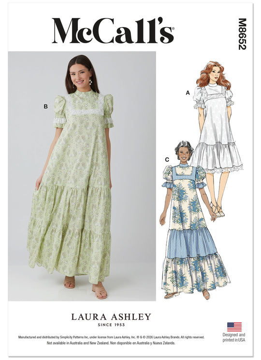 McCalls Schnittmuster M8652 – Damen Laura Ashley Kleid mit Passe in zwei Längen