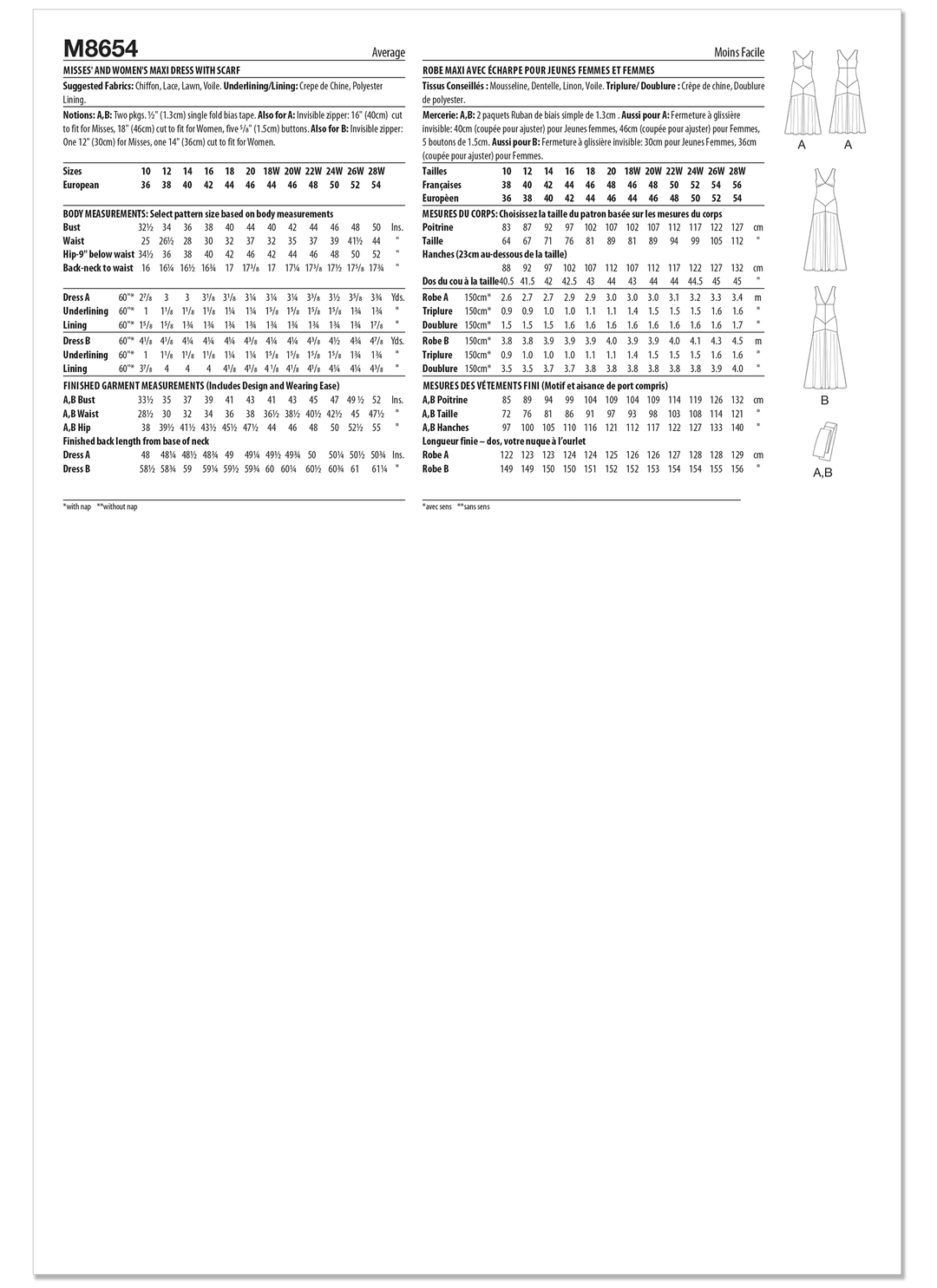 McCalls Schnittmuster M8654 – Damen Maxikleid mit Schal