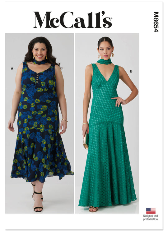 McCalls Schnittmuster M8654 – Damen Maxikleid mit Schal
