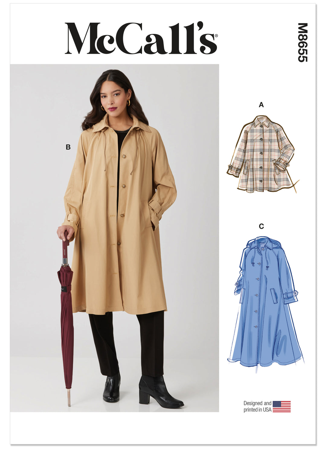 McCalls Schnittmuster M8655 – Damen Trenchcoat in drei Längen