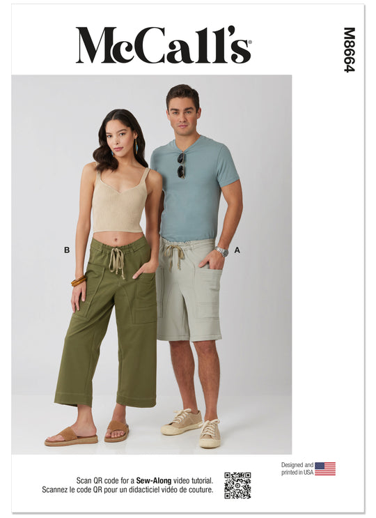 McCalls Schnittmuster M8664 – Damen & Herren Shorts und Hosen