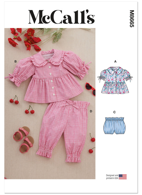 McCalls Schnittmuster M8665 – Baby-Oberteile, Bloomers & Hosen