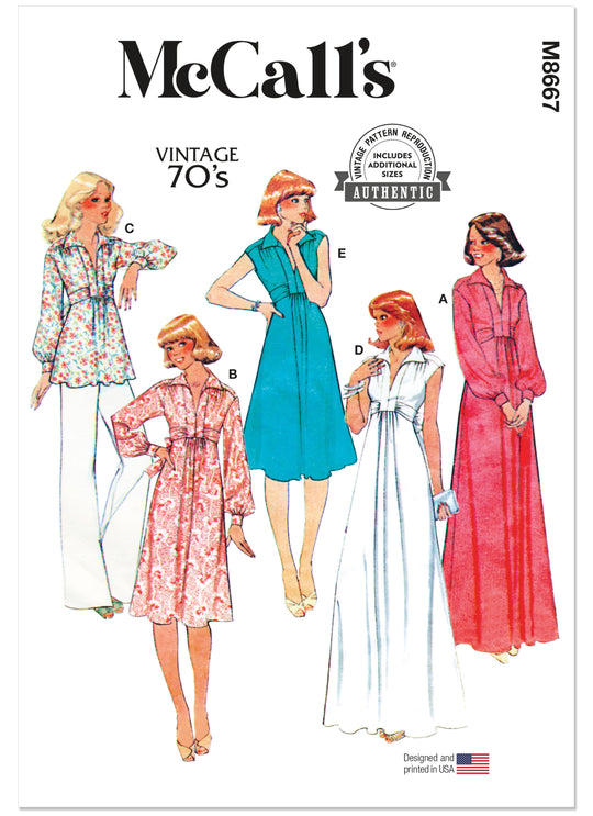 McCall's M8667 – Vintage Strickkleider & Oberteile der 1970er Jahre