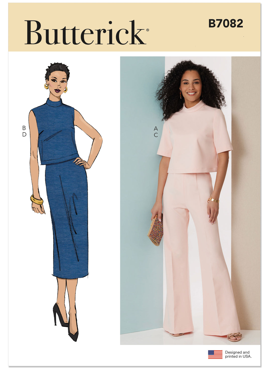 Butterick Schnittmuster B7082 – Damen Oberteil, Hose & Bleistiftrock