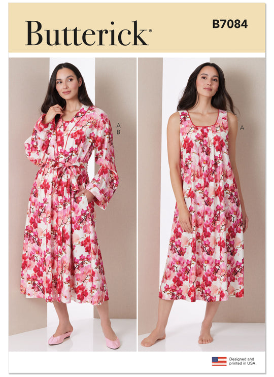Butterick Schnittmuster B7084 – Damen Nachthemd & Morgenmantel