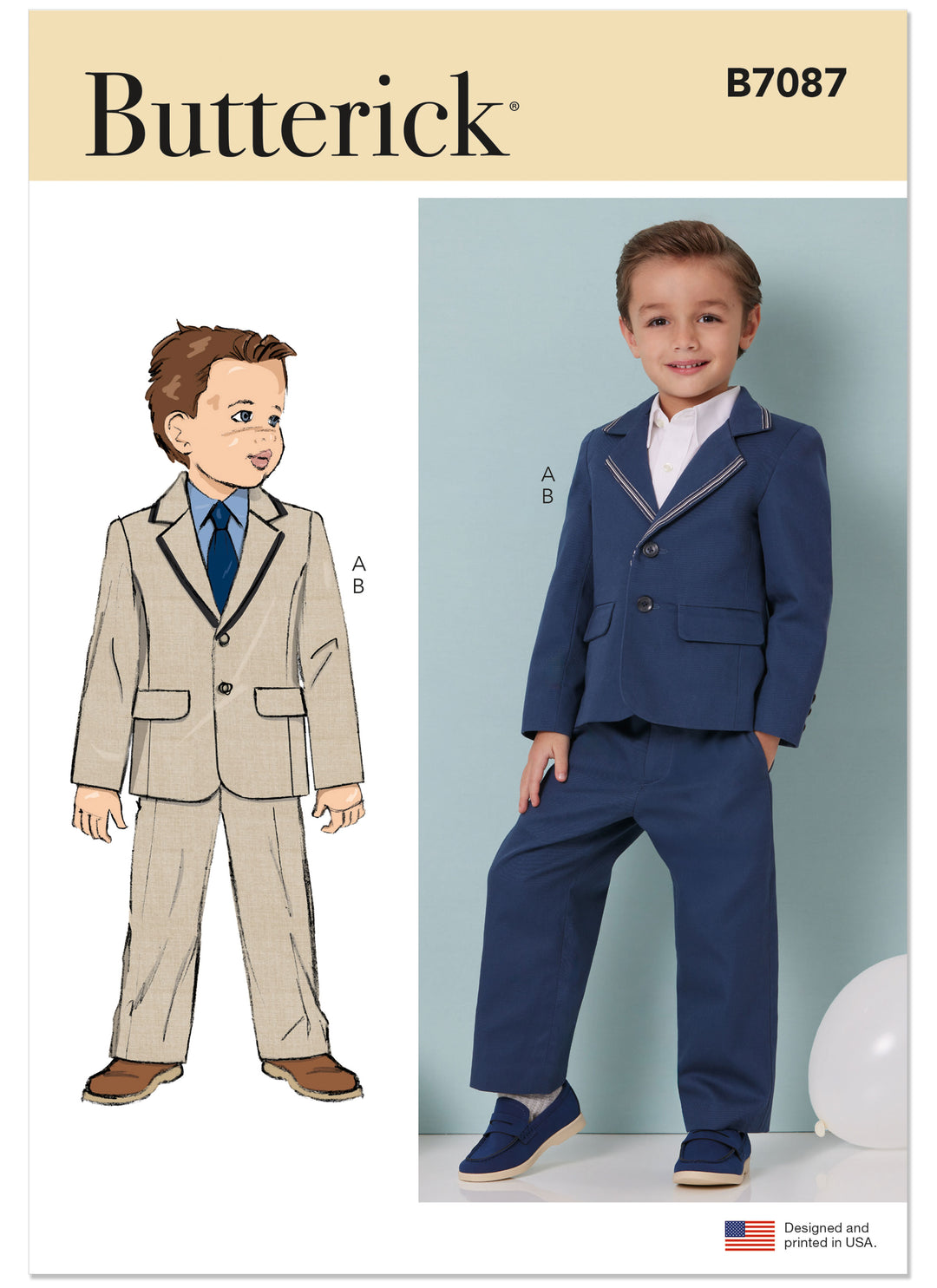 Butterick Schnittmuster B7087 – Jungen Blazer & Hose