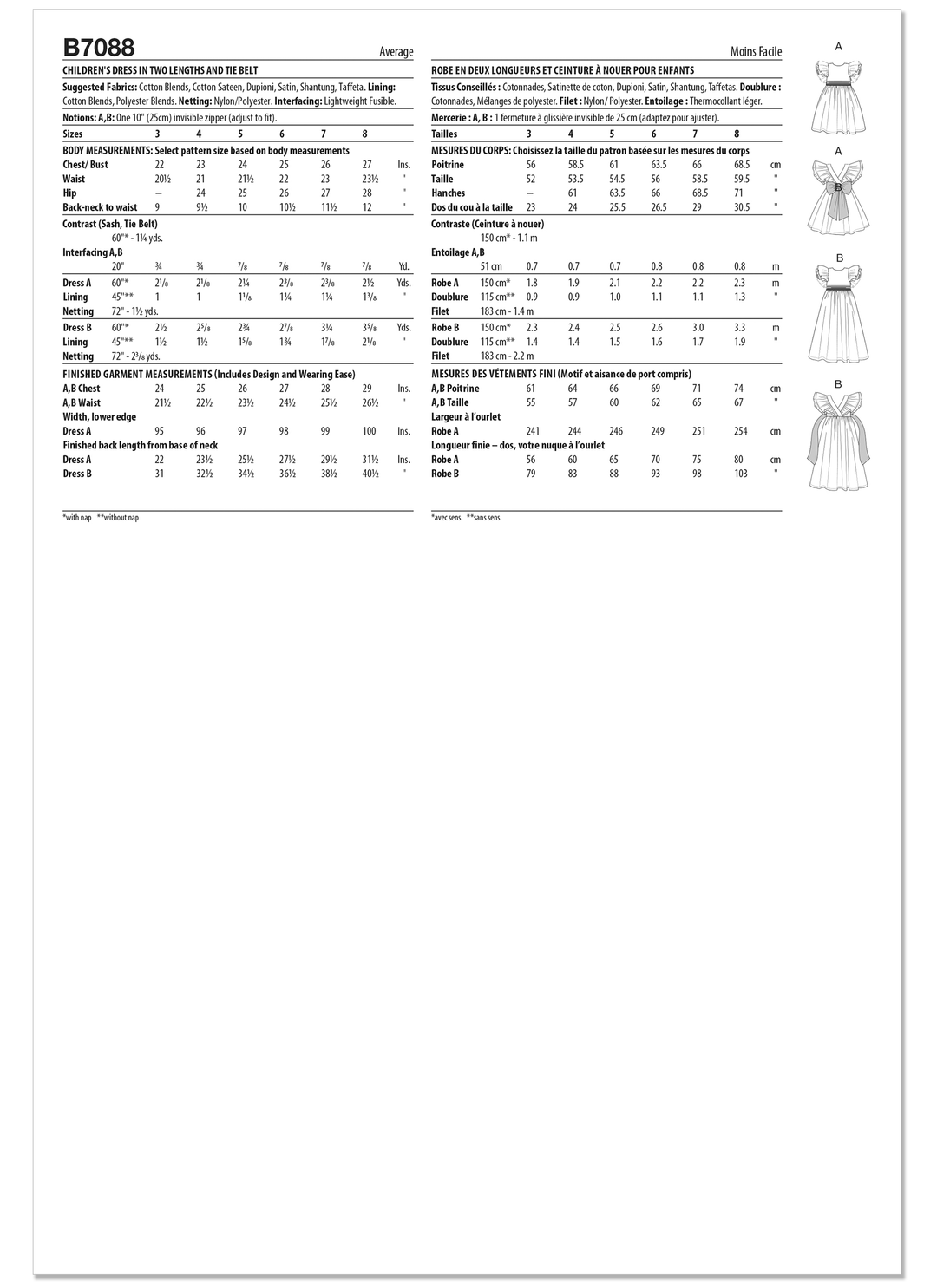Butterick Schnittmuster B7088 – Kinderkleid in zwei Längen mit Schleife