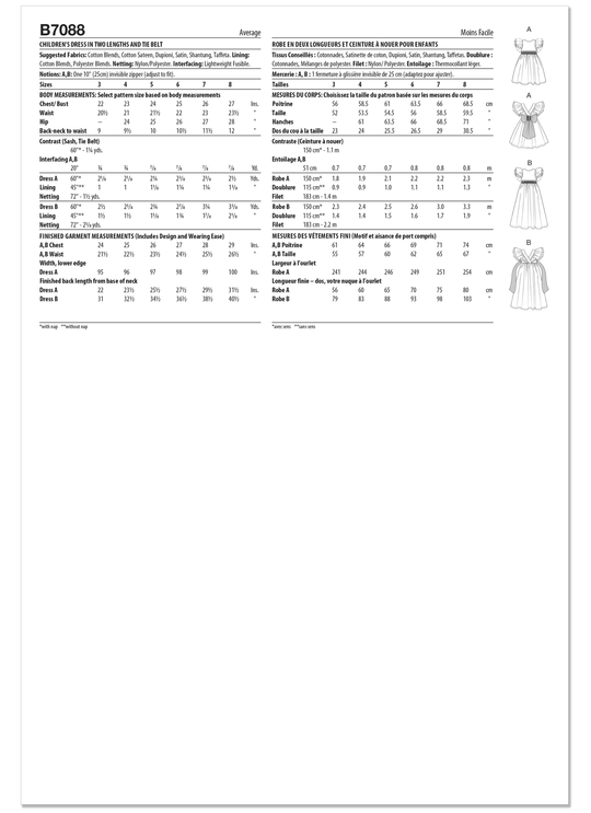 Butterick Schnittmuster B7088 – Kinderkleid in zwei Längen mit Schleife