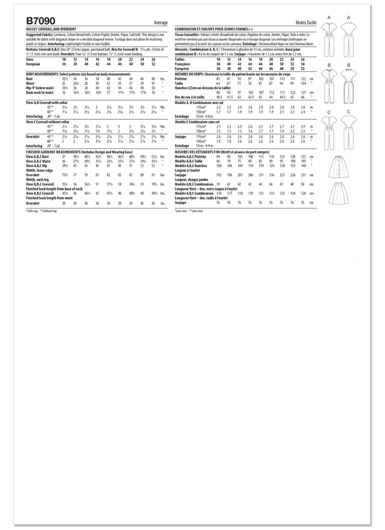 Butterick B7090 – Vintage Damen-Latzhose mit Überrock der 1950er Jahre