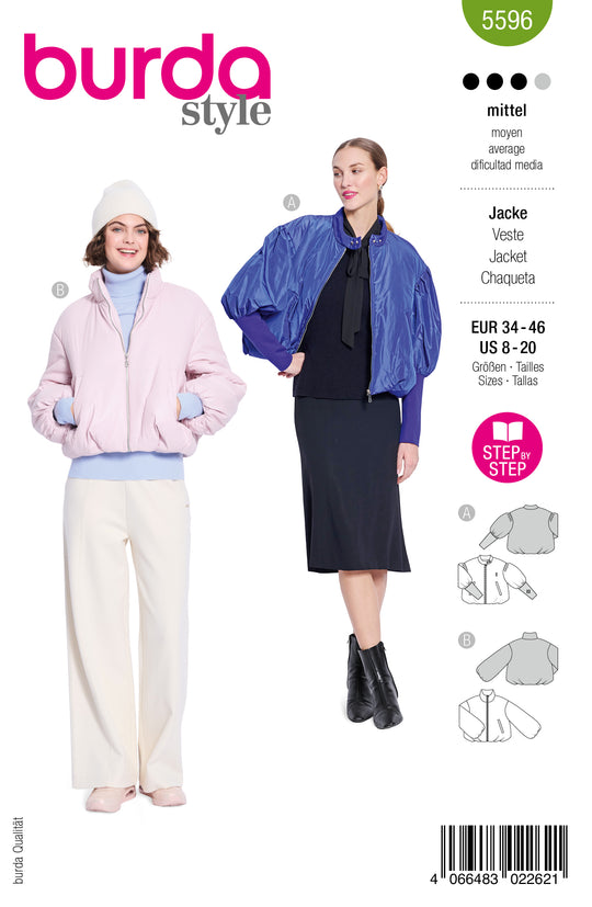 Burda Schnittmuster 5596 – Damen Bomberjacke & Blouson in 2 Varianten