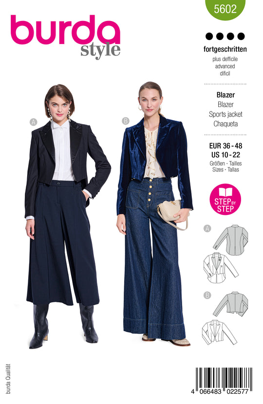 Burda Schnittmuster 5602 Damen Spencer-Blazer in 2 Längen