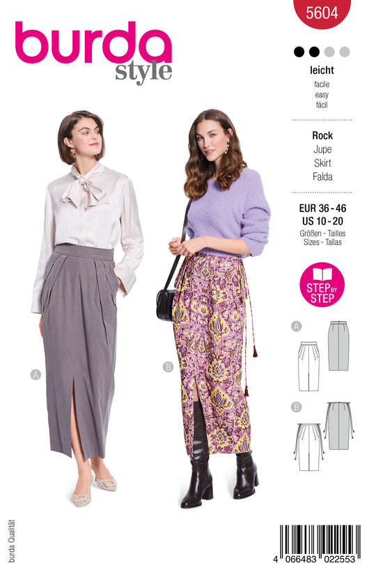 Burda Schnittmuster 5604 – Damen Midirock & Tulpenrock in 2 Varianten