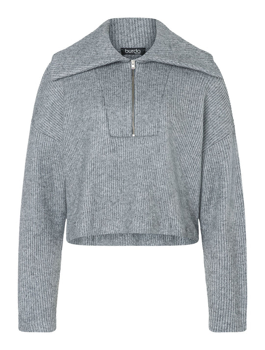 Burda Schnittmuster 5608 – Damen Boxy Pullover mit Kragenvarianten