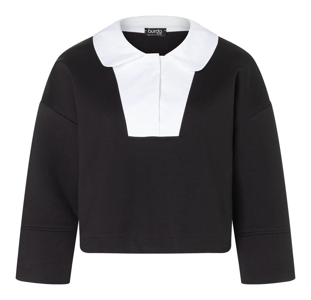 Burda Schnittmuster 5608 – Damen Boxy Pullover mit Kragenvarianten