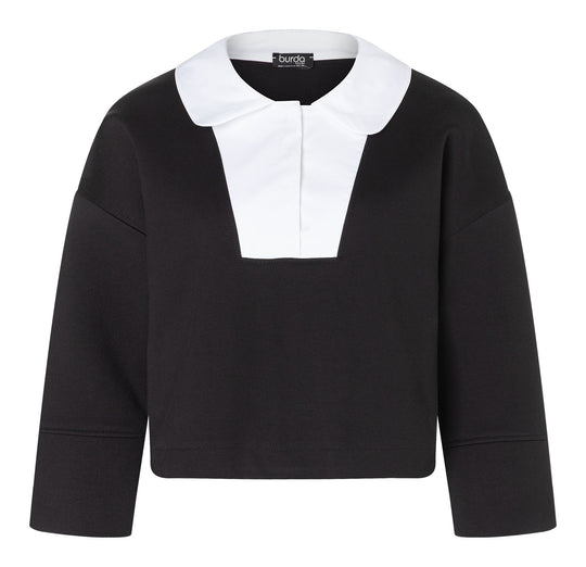 Burda Schnittmuster 5608 – Damen Boxy Pullover mit Kragenvarianten