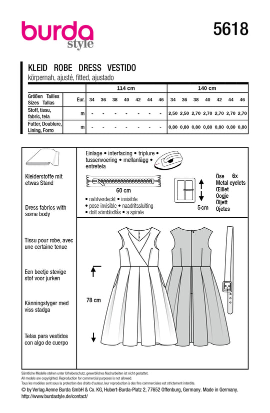 Burda Schnittmuster 5618 – Damen Vintage A-Linien-Kleid „Sophia“ 1957