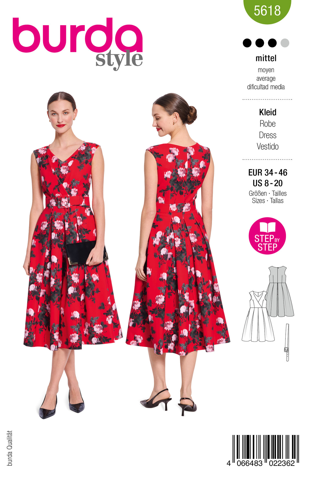 Burda Schnittmuster 5618 – Damen Vintage A-Linien-Kleid „Sophia“ 1957