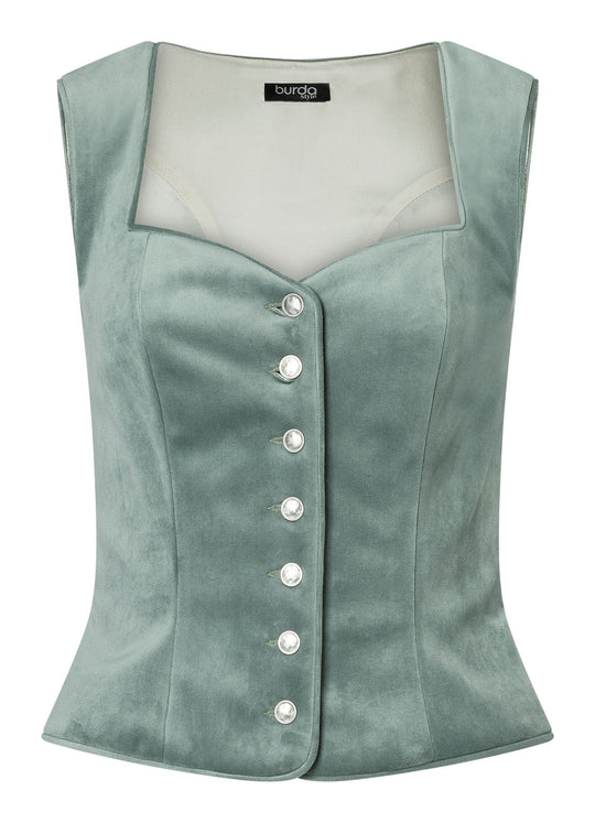Burda Schnittmuster 5625 – Damen Dirndl-Set mit Mieder, Blusen, Midi-Rock & Schürze