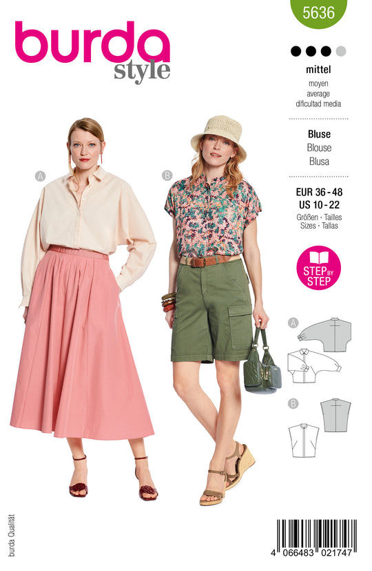 Burda Schnittmuster 5636 – Damen Hemdblusen