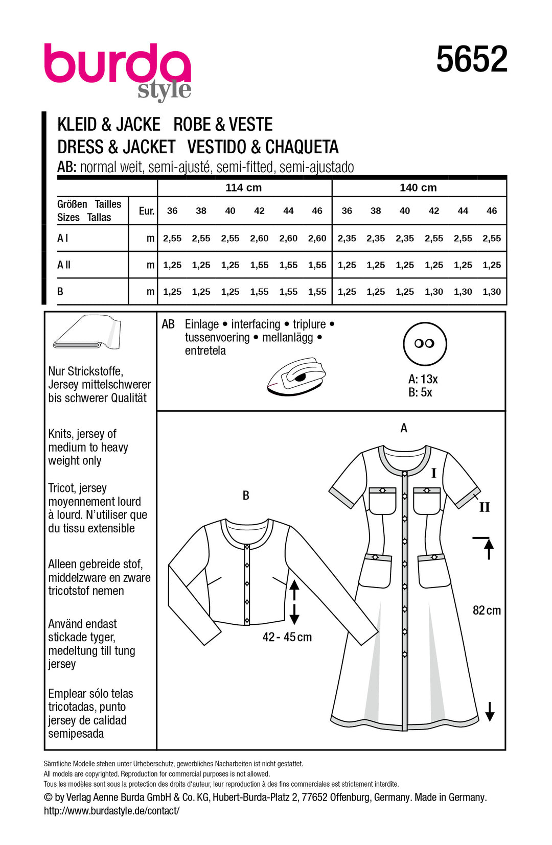 Burda Schnittmuster 5652 – Damen Strickkleid & Cardigan im French-Chic