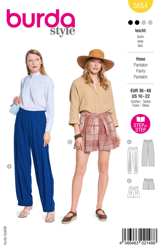 Burda Schnittmuster 5654 – Damen Pumphose & Shorts