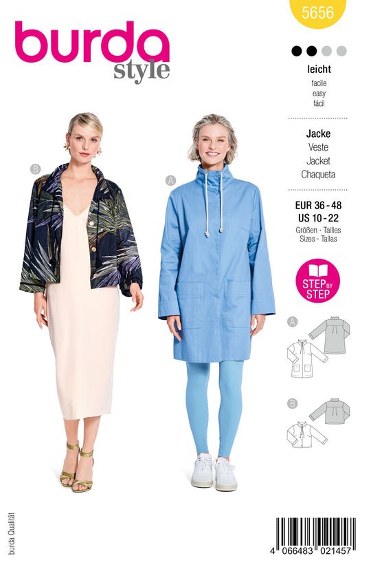 Burda Schnittmuster 5656 – Damen Parka & Blusenjacke mit Stil