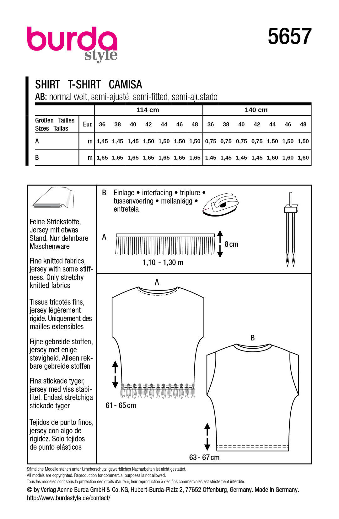 Burda Schnittmuster 5657 – Damen Kurzarm-Blusen mit besonderen Details