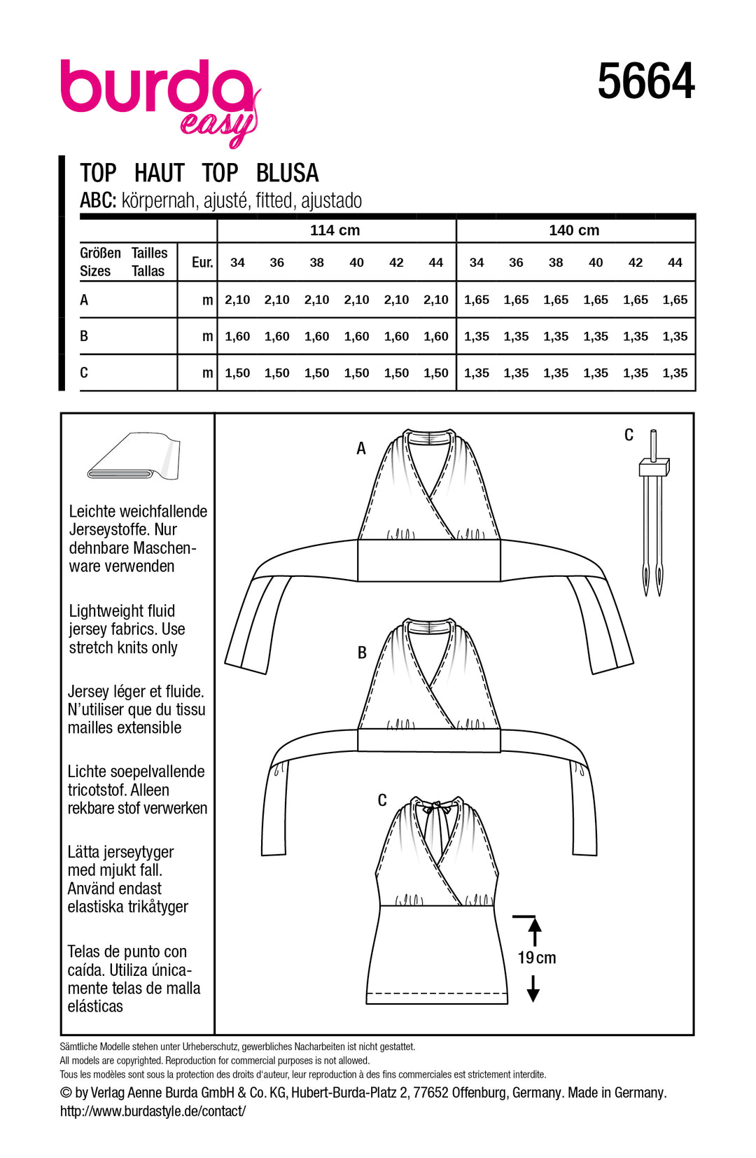 Burda Schnittmuster 5664 – Damen Jubiläums-Modell Neckholdertops „Christy“
