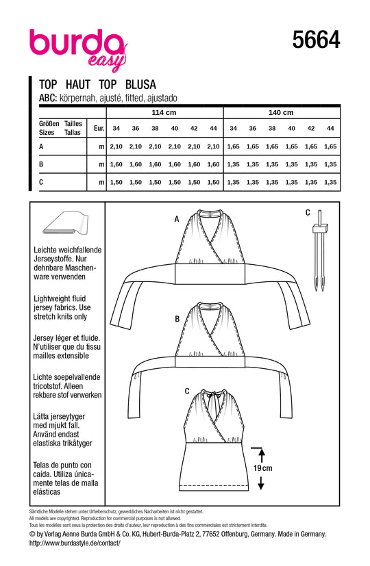 Burda Schnittmuster 5664 – Damen Jubiläums-Modell Neckholdertops „Christy“